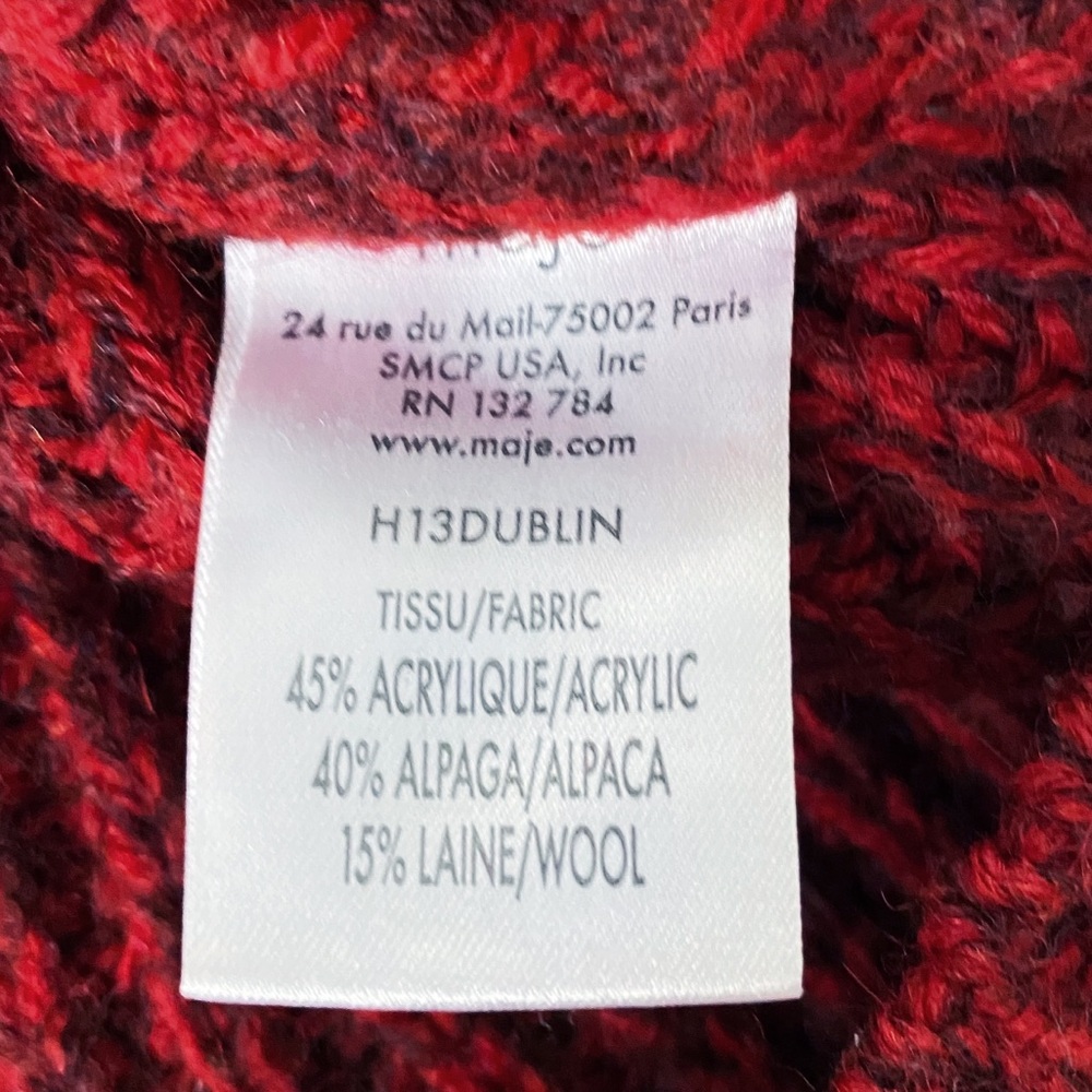 Maje Dublin Red Marled Rib Sweater | 8 MEDIUM - Picture 9 of 11
